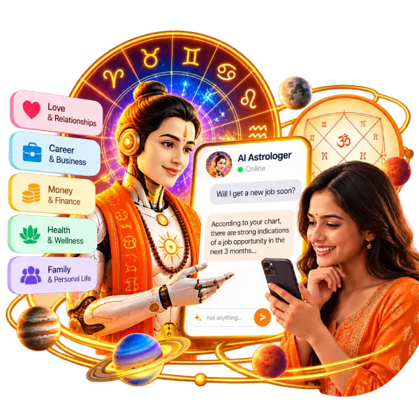 An AI astrologer reading a birth chart on screen — chat with an AI astrologer