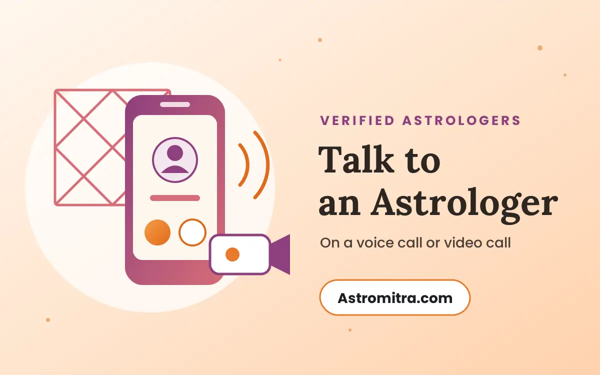 Phone showing an astrologer on a voice call, with a video call icon, talk to a verified astrologer
