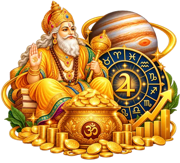 Jupiter with coins over the zodiac wheel — the money horoscope